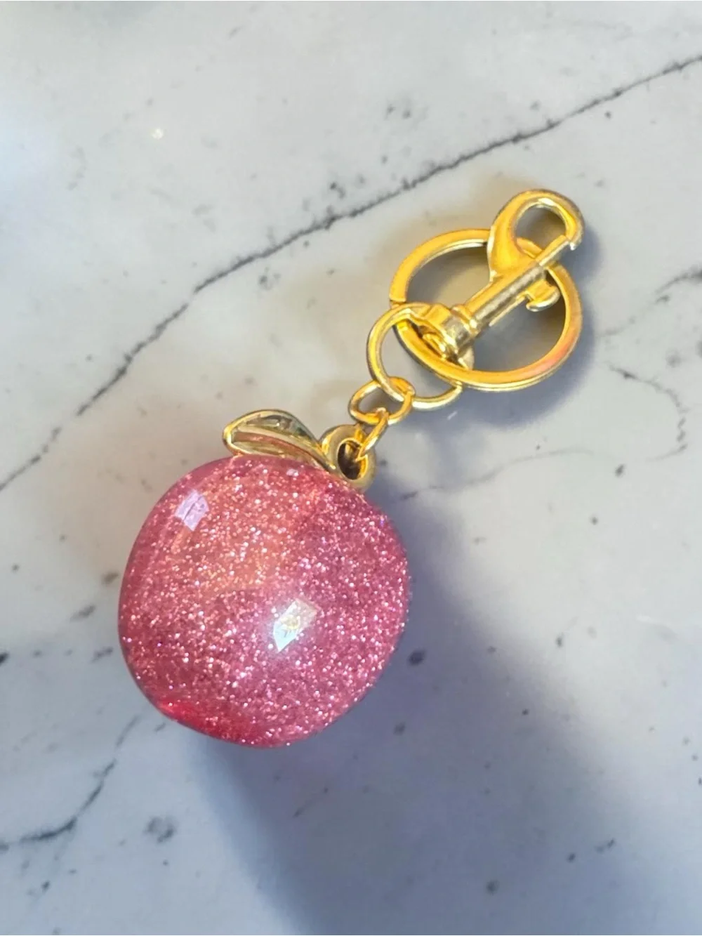 Glitter Apple Keychain Bag Charm - Pink - NWOT